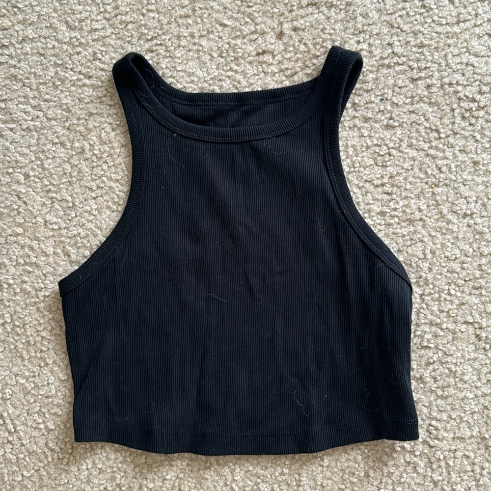 Black Cropped Tank Top